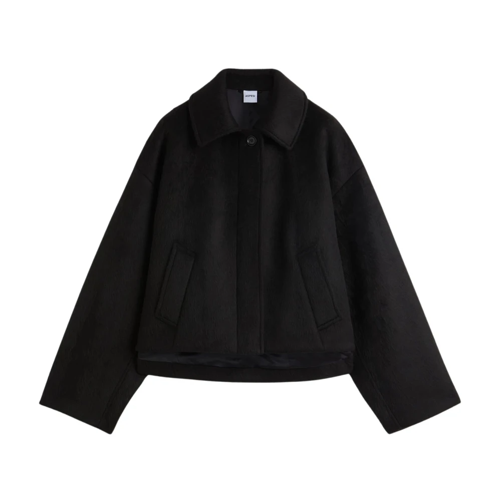 Aspesi Faux Fur Jersey Jas Black Dames