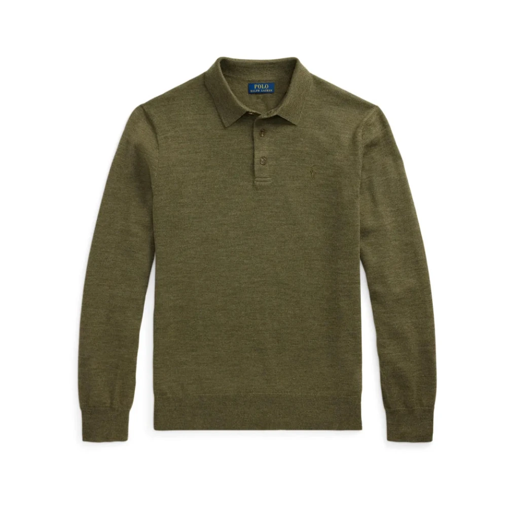Polo Ralph Lauren Men's Green Round-Neck Knitwear, M, Long Sleeve Pullover