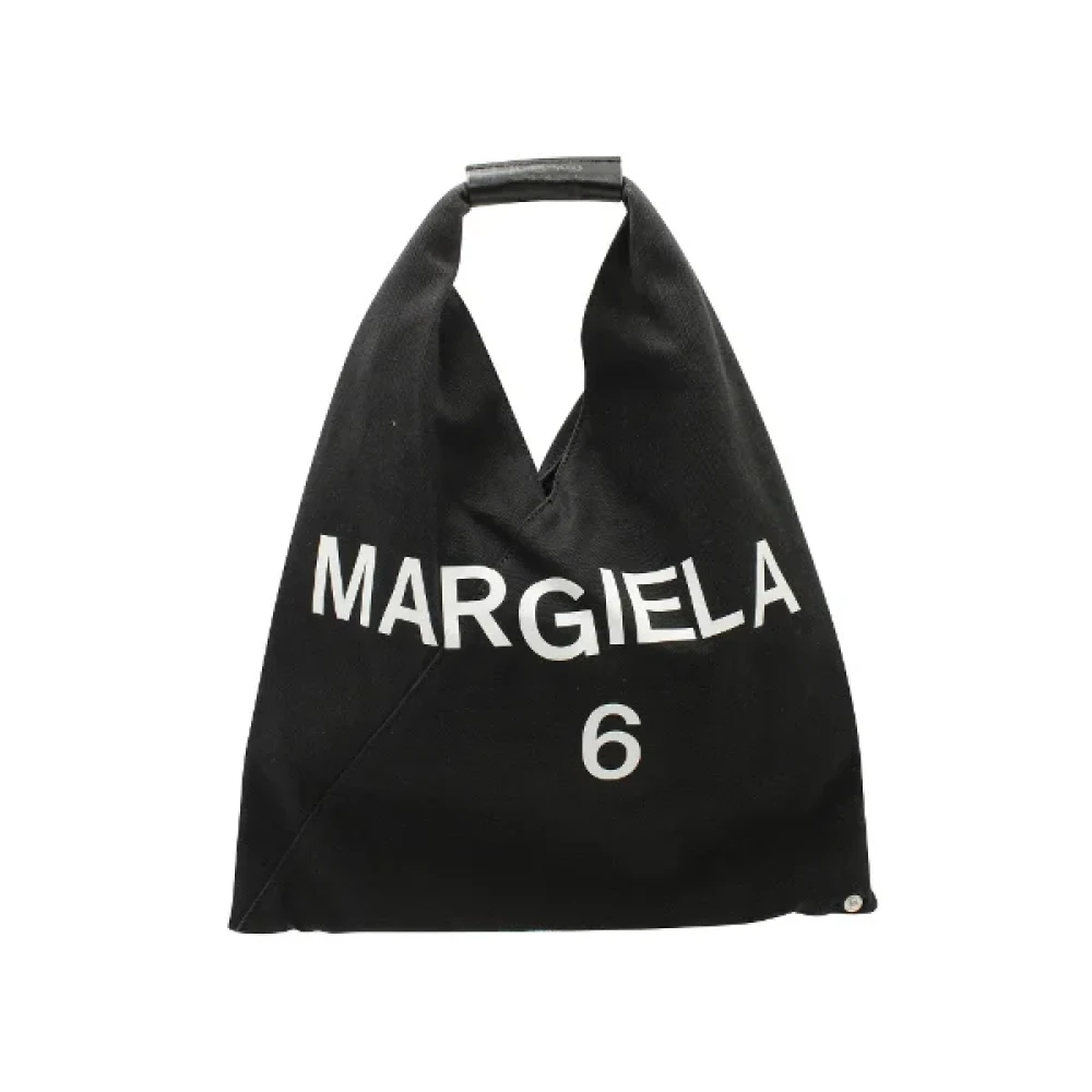 Maison Margiela Pre-owned Zwarte Logo Print Toile Schoudertas Black Dames