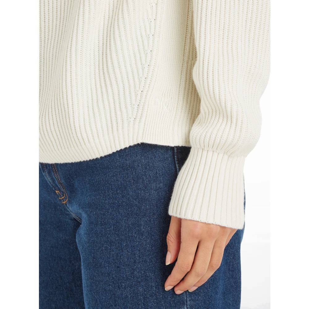 Calvin Klein Jeans Ivory Loose Fit Ribbed Sweater Beige Dames
