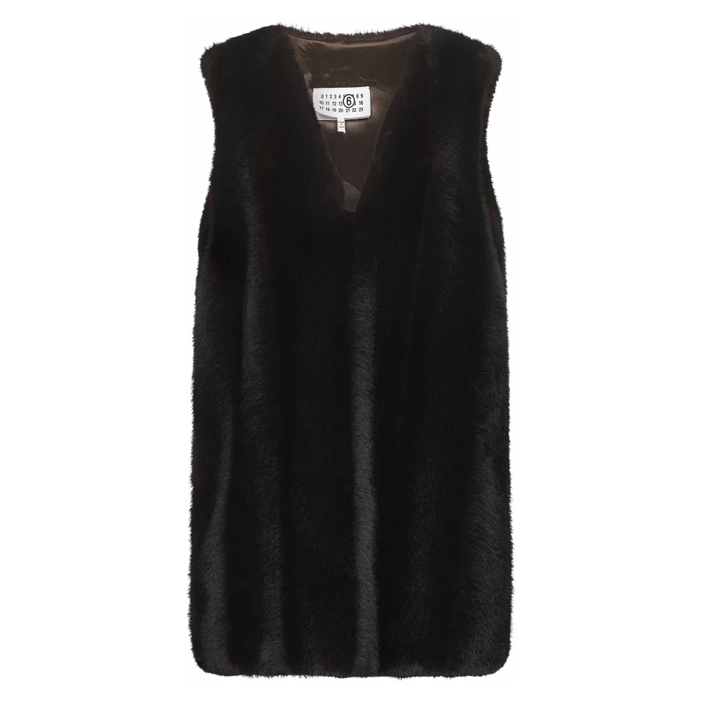 Mm6 Maison Margiela Brown V-Neck Sleeveless Dress - Female - Waistcoats - 2XS - Jackets