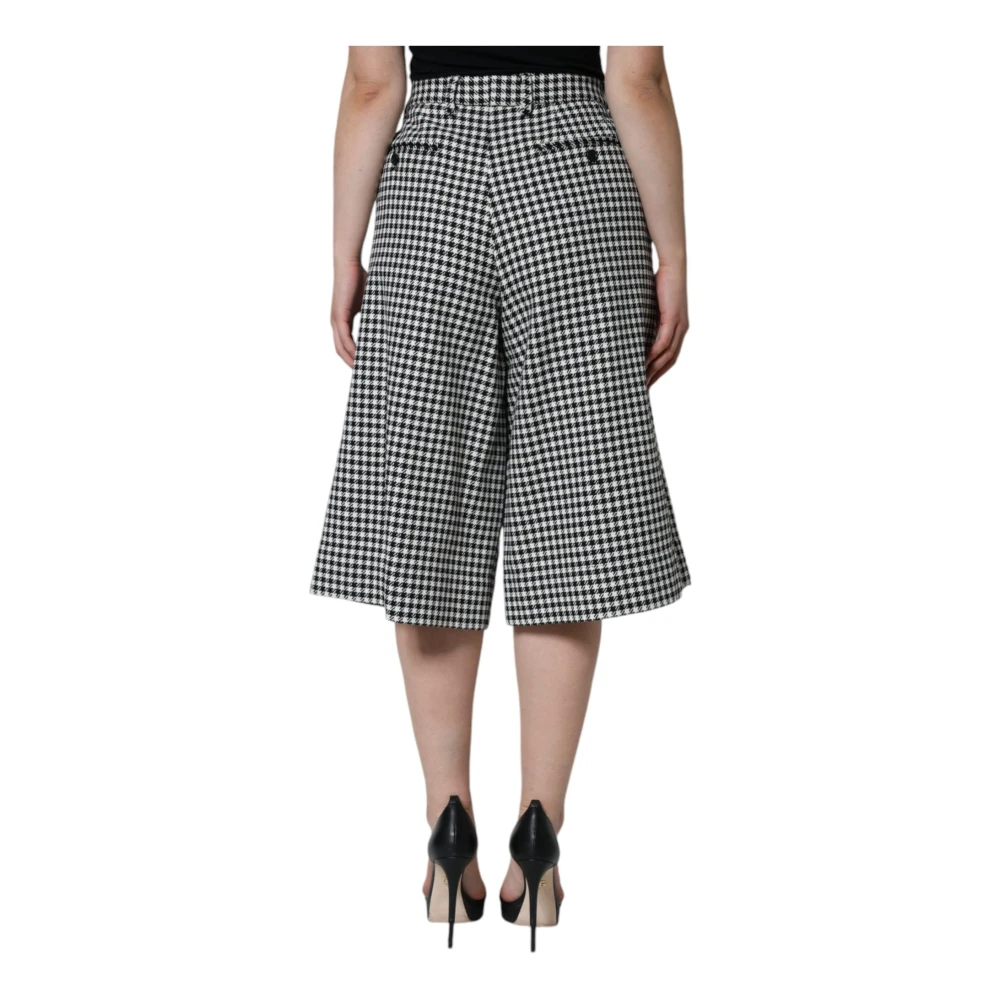 Dolce & Gabbana Houndstooth Wijde Pijp Broek Rits Sluiting Multicolor Dames