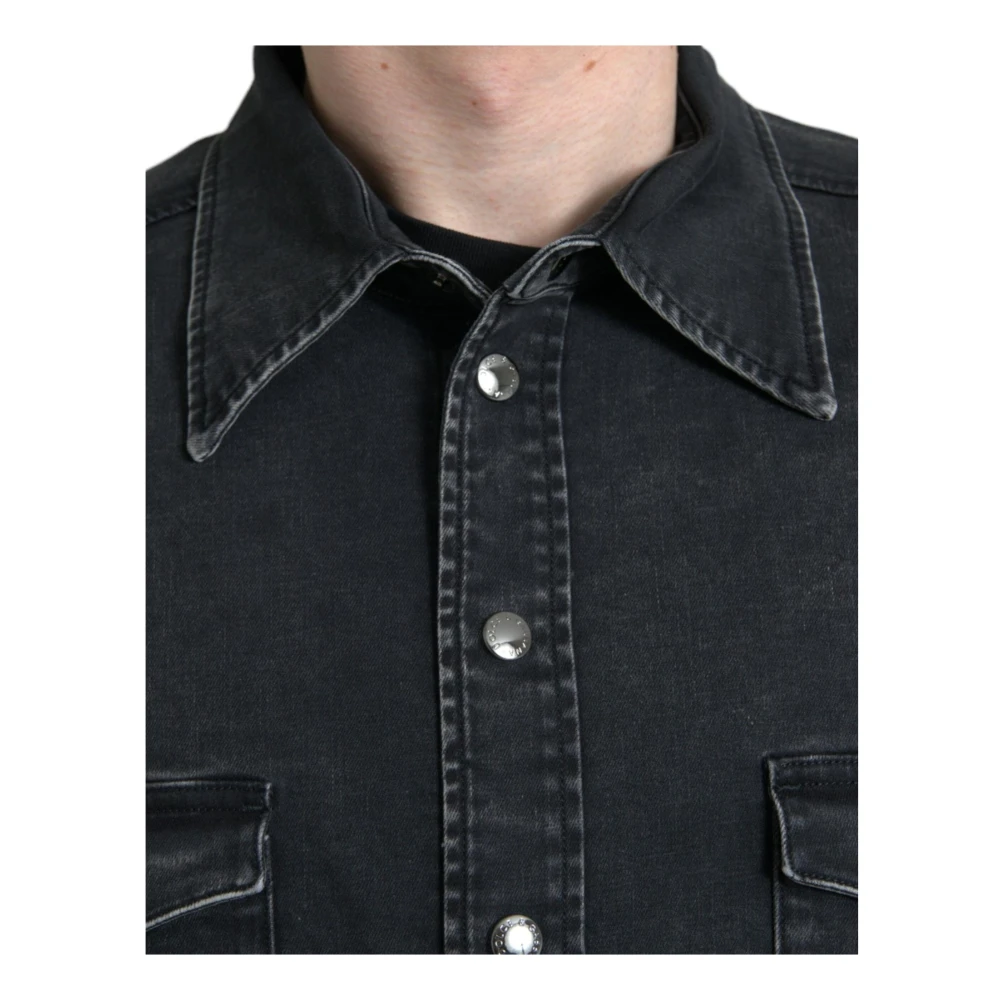 Dolce & Gabbana Stijlvolle Denim Casual Shirt met Lange Mouwen Black Heren