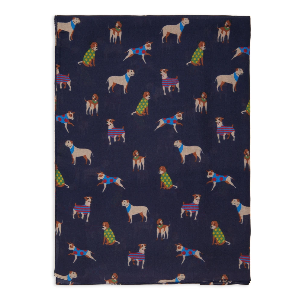 Gallo Lichtgewicht uniseks blauwe sjaal met hondenmotief Multicolor Unisex