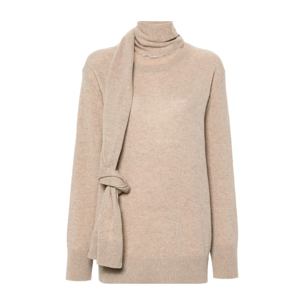 Stella Mccartney Kasjmiermix Sweater met Wrap Sjaal Beige Dames