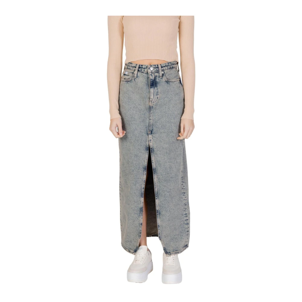 Calvin Klein Jeans Women's Blue Acid Wash Maxi Skirt - Denim Skirts - W27- Skirts