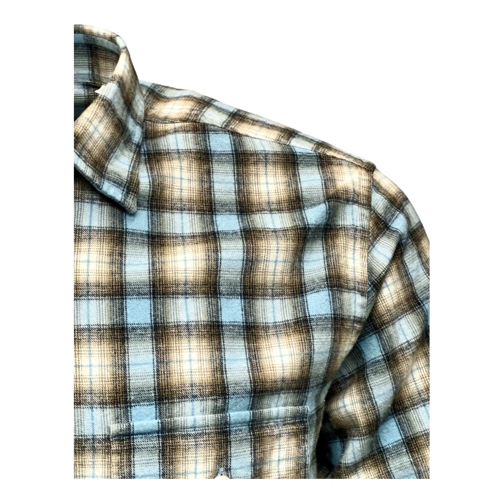 Xacus Flanellen Katoenen Geruite Overhemd Blauw Beige Multicolor Heren