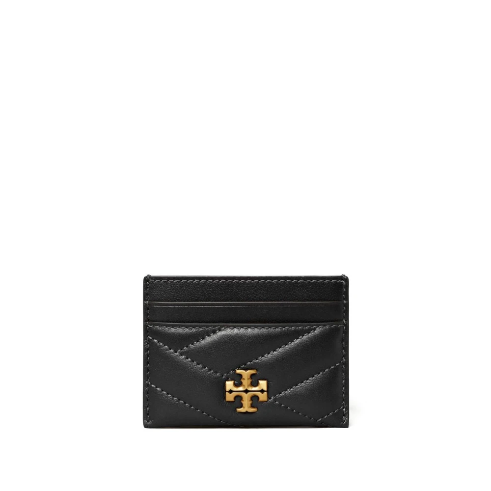 TORY BURCH Gewatteerde Leren Portemonnee met Gouden Logo Black Dames