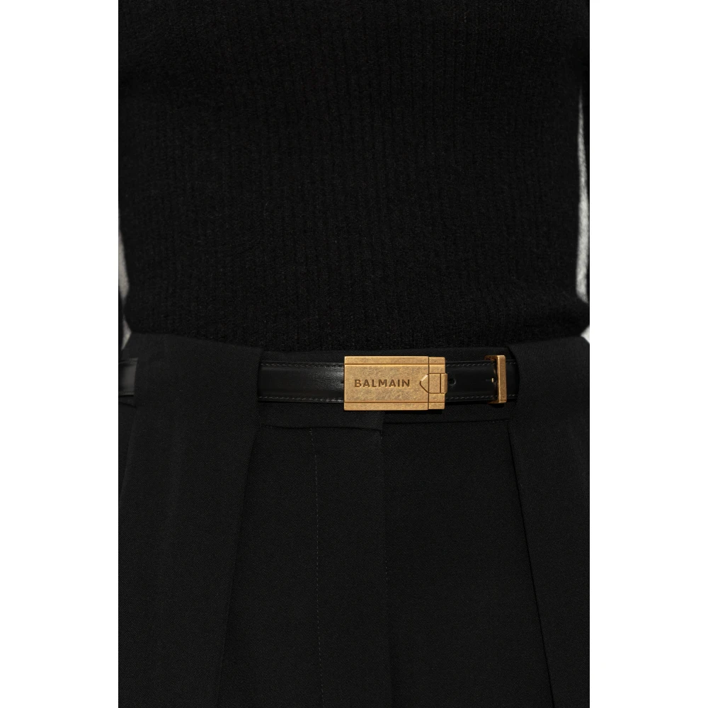 Balmain Leren Riem Black Dames