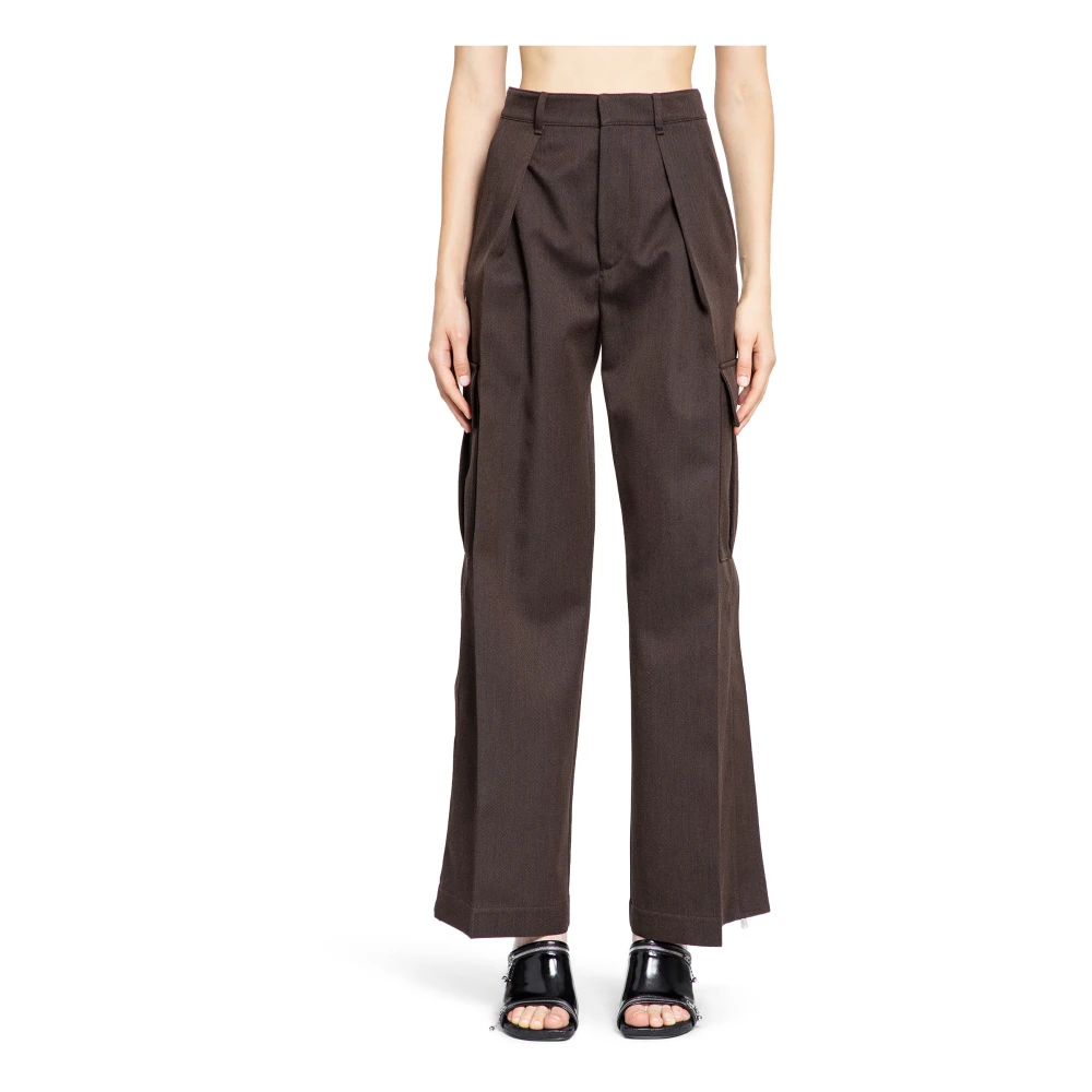 Burberry Hoge taille wol cargobroek Brown Dames