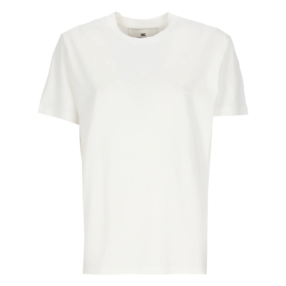 Elisabetta Franchi White T-Shirts, Female, S, Cotton T-Shirt