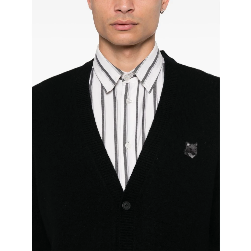Maison Kitsuné Zwart Gebreid Vest Aw24 Black Heren