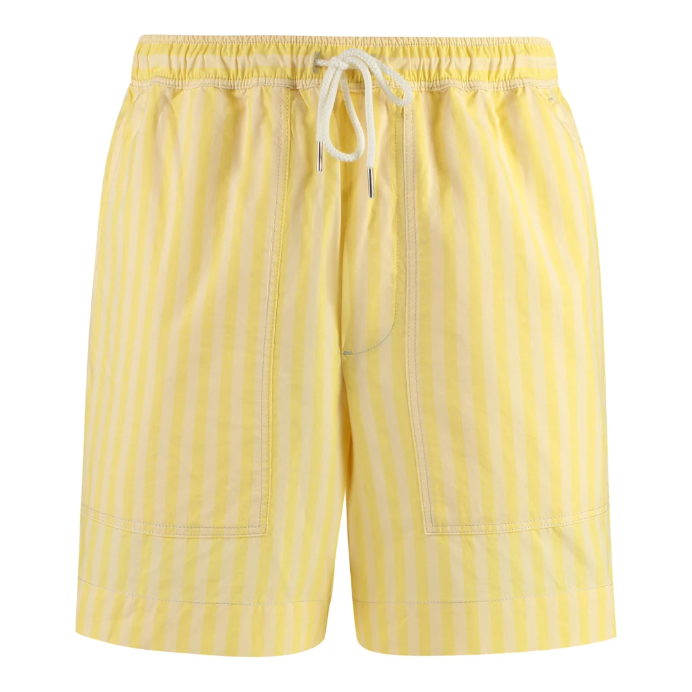 Maison Kitsuné Gestreepte Katoenen Bermuda Shorts Yellow Heren