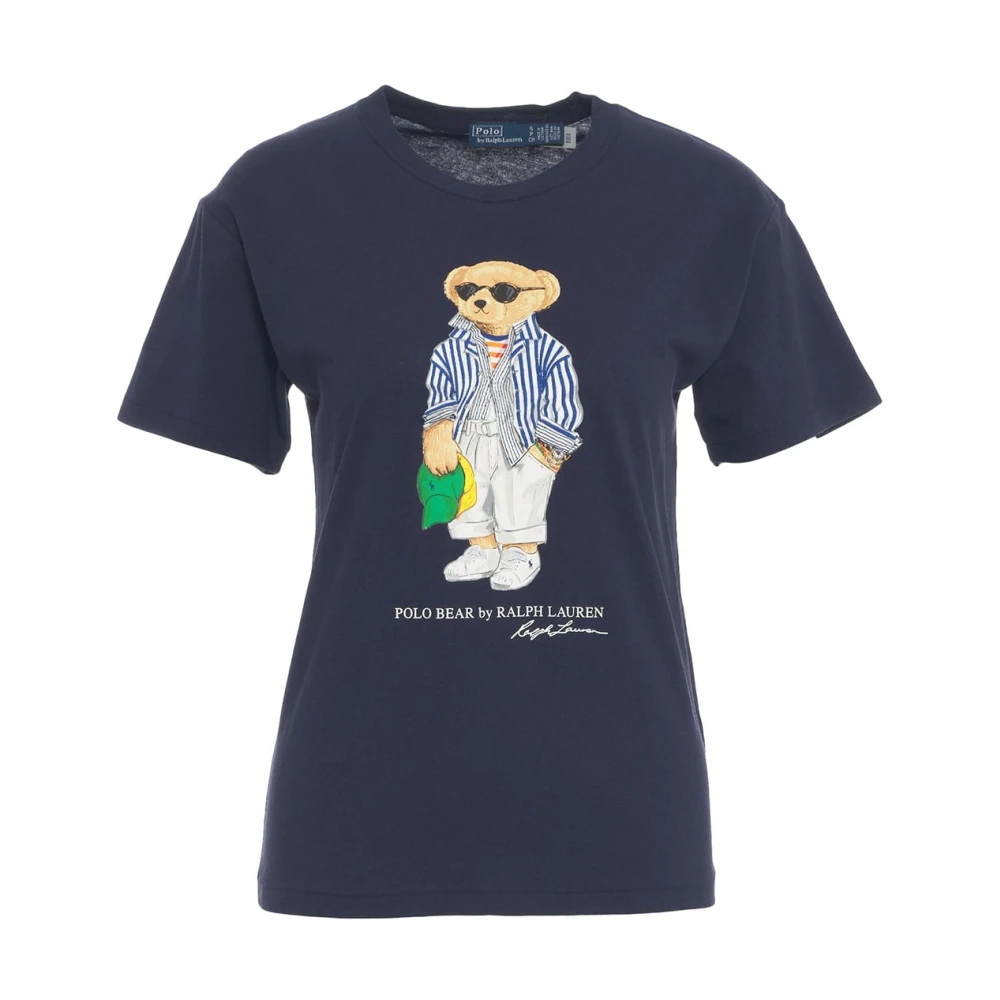 Polo Ralph Lauren Blauw Stijlvol T-shirt met Frontprint Blue Dames