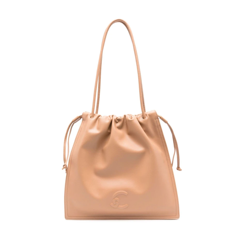 Coccinelle Dulse Schoudertas met Trekkoordsluiting Beige Dames