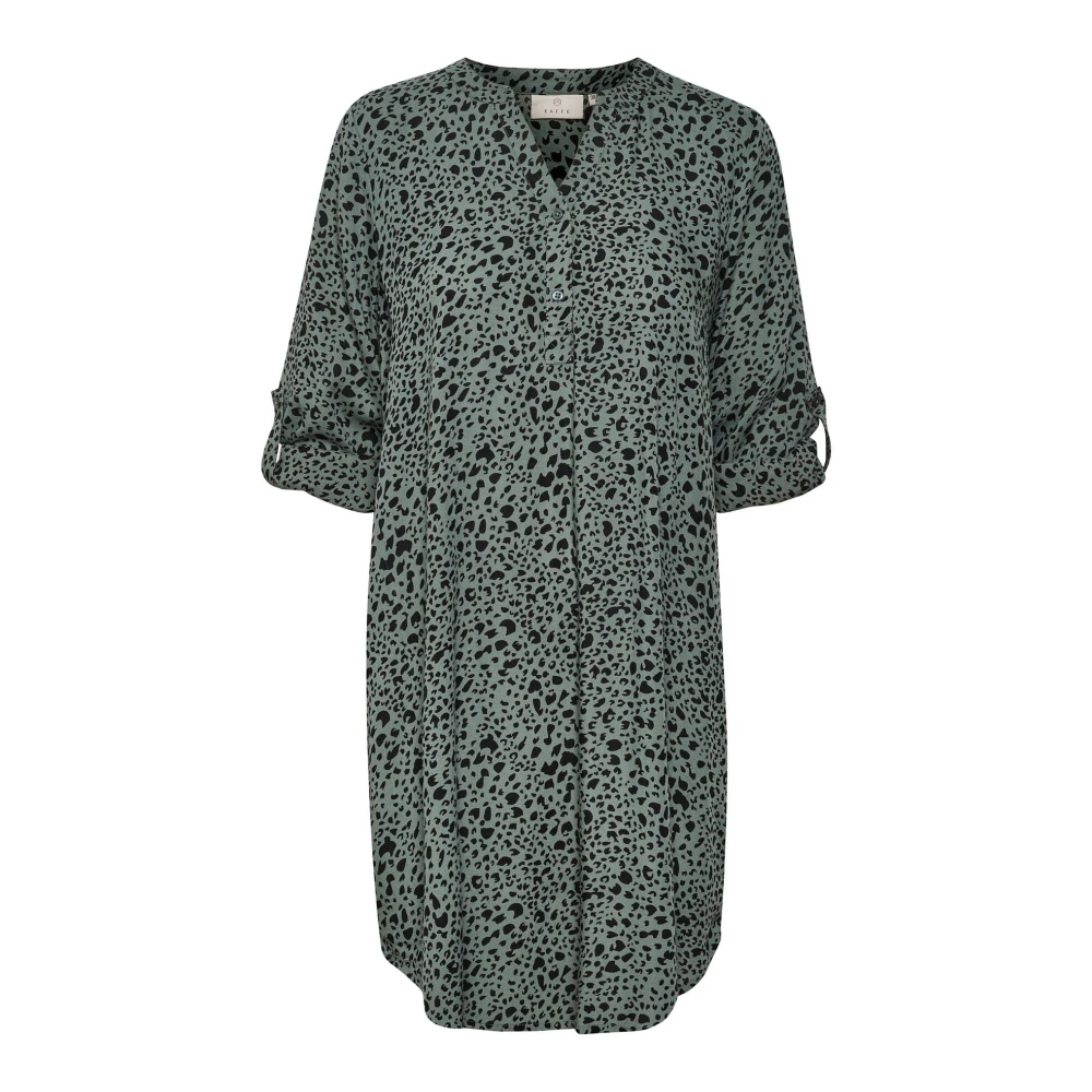 Kaffe Green Leo Print Shirt Dress /Black - Female - Short Dresses - Xs - Dresses