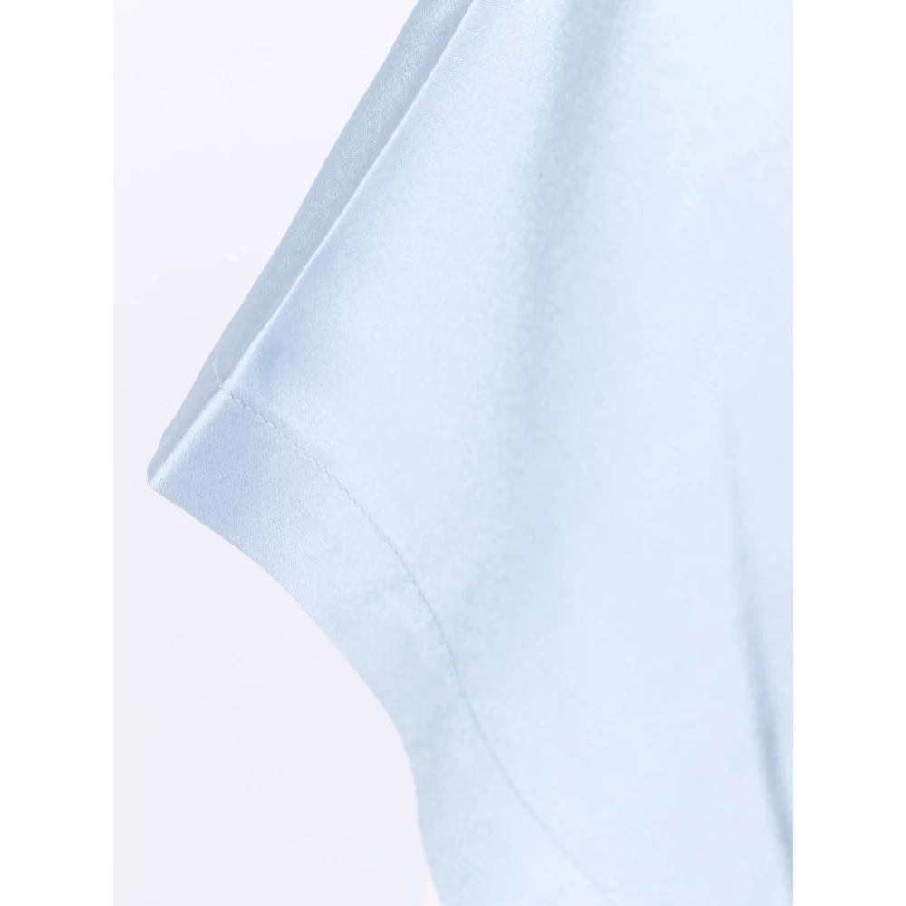 pinko Zijden Crew-neck Korte Mouw Top Blue Dames