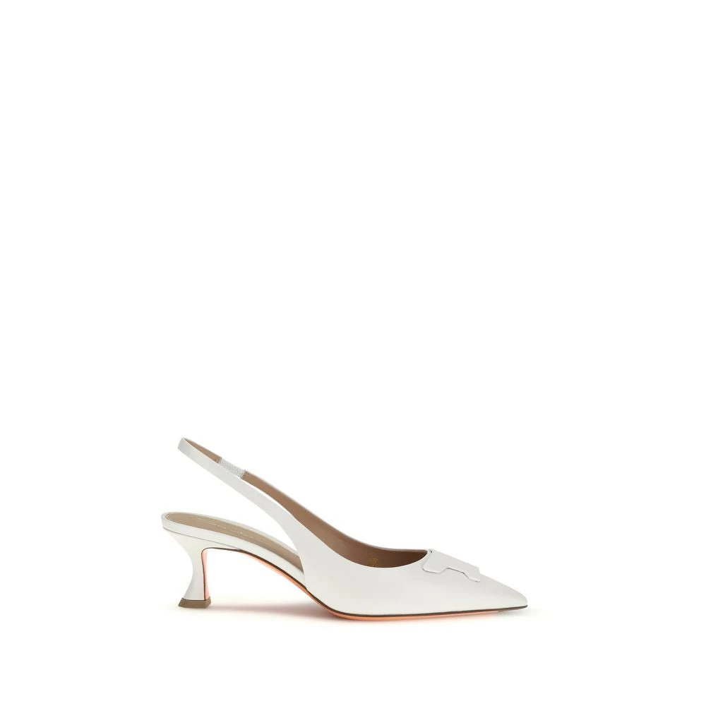 Santoni White Calf Leather Bos Taurus High Heel Pumps - EU41/US11 - Image 2