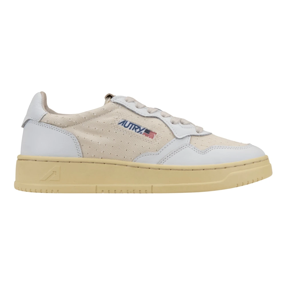 Autry Leren en stoffen vetersneakers Dames Schoenen Wit