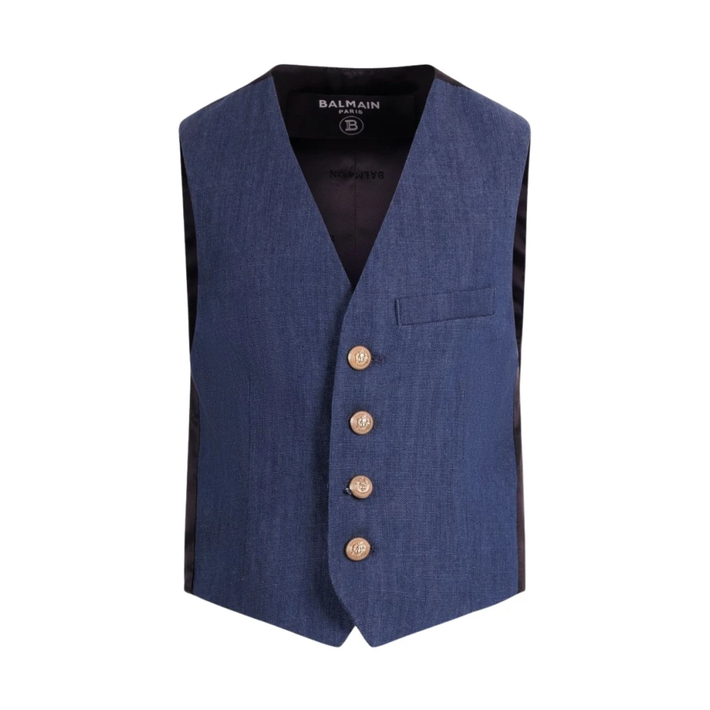 Balmain Unisex Kids Blue Sleeveless Vest - Kids Occasion Wear - 6 Y - Kids