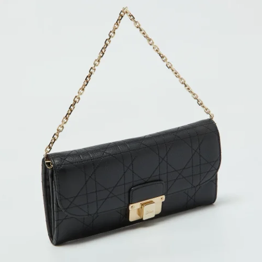 Dior Vintage Pre-owned Leather wallets Black Dames