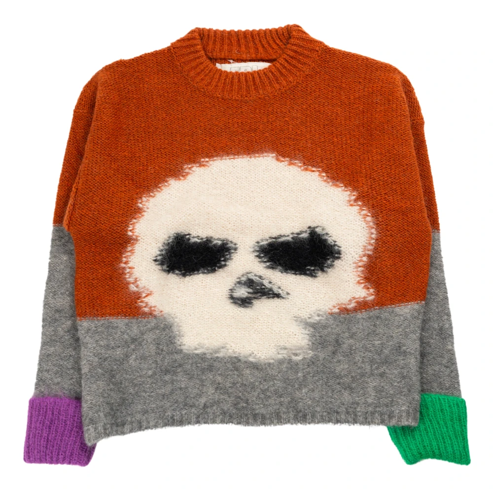 ERL Skull Intarsia Mohair Sweater Multicolor Heren