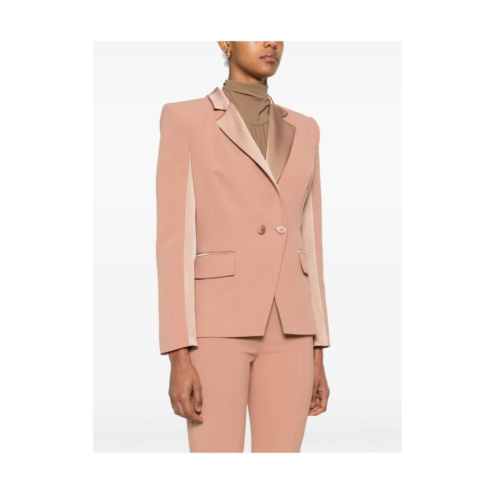 Elisabetta Franchi Blush Beige Double-Breasted Jas Pink Dames