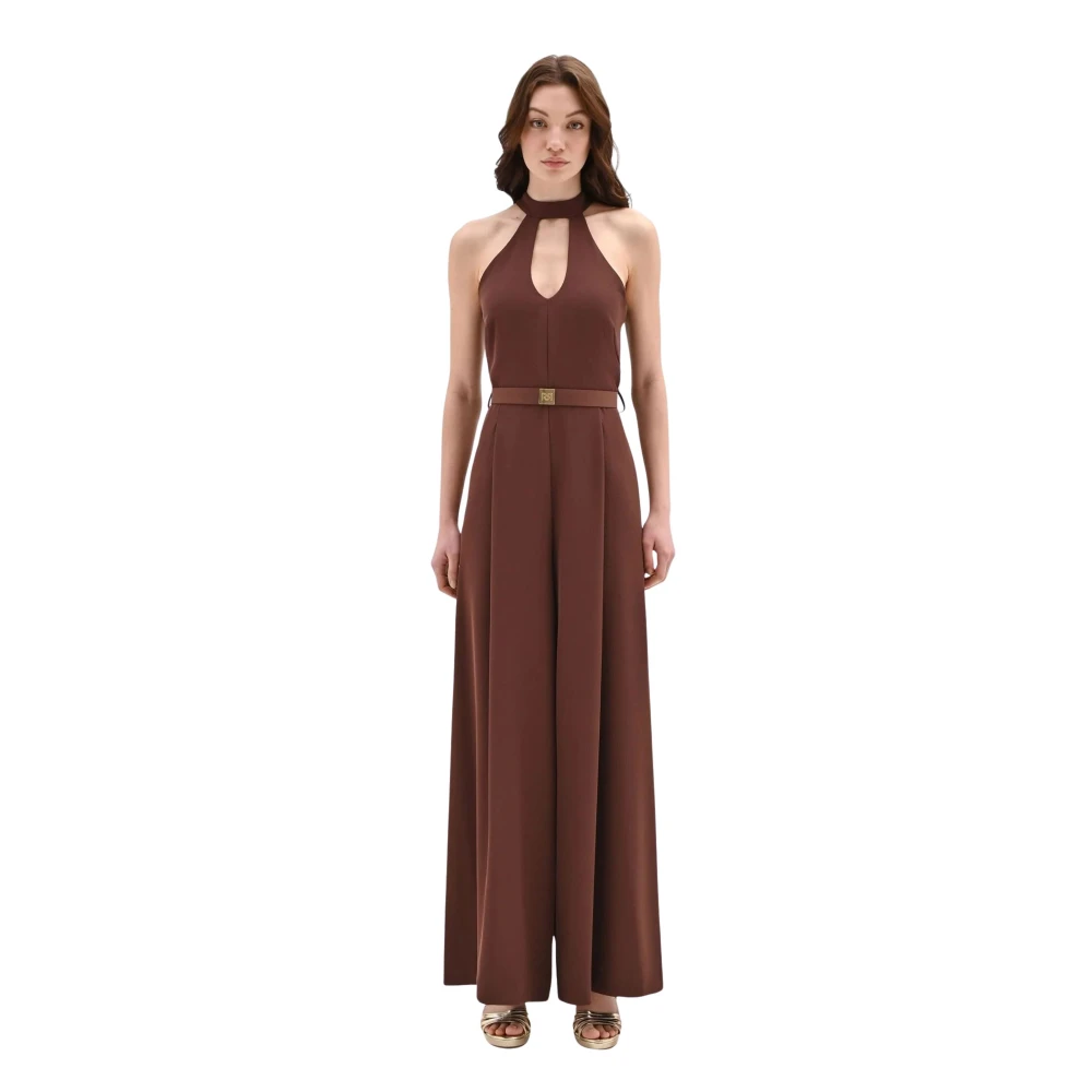 Rinascimento Brown Tuta Corta Con Scollo All'americana - Female - Jumpsuits - Xl - Jumpsuits & Playsuits