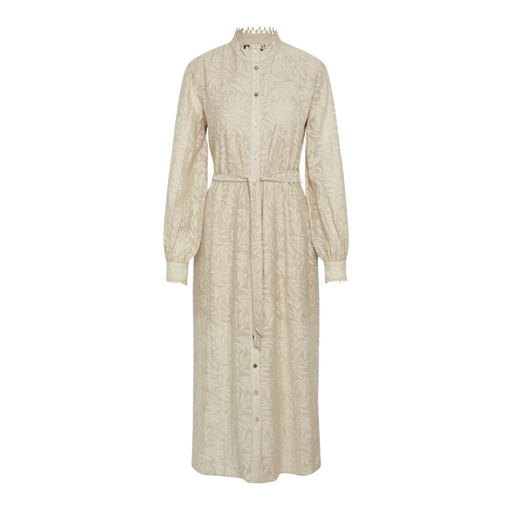 Bruuns Bazaar Puff Sleeve Embroidered Dress Beige Dames
