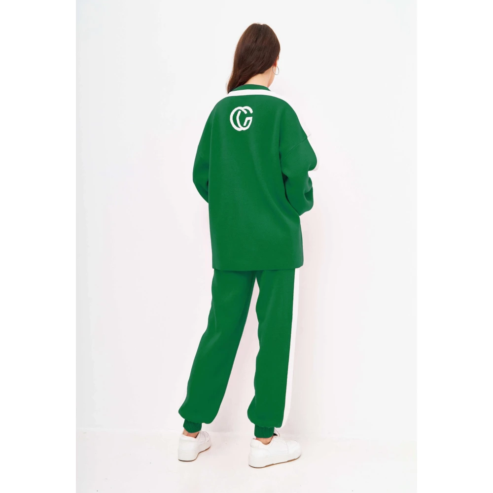 Cesare Gaspari CG Gebreide Jogger set Groen Green Dames
