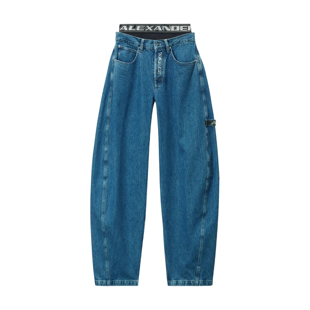 Alexander wang Indigo Blauwe Klassieke Jeans met Appliqué Logo Blue Dames