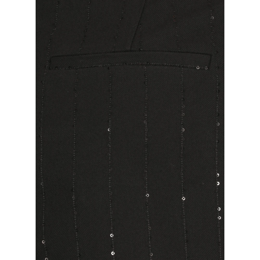 Antonelli Firenze Zwarte wolblend palazzo broek Gestreepte pailletten Black Dames