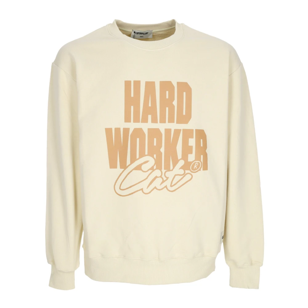 CAT Lichtgewicht Crewneck Sweatshirt Werknemer Biscuits Beige Heren