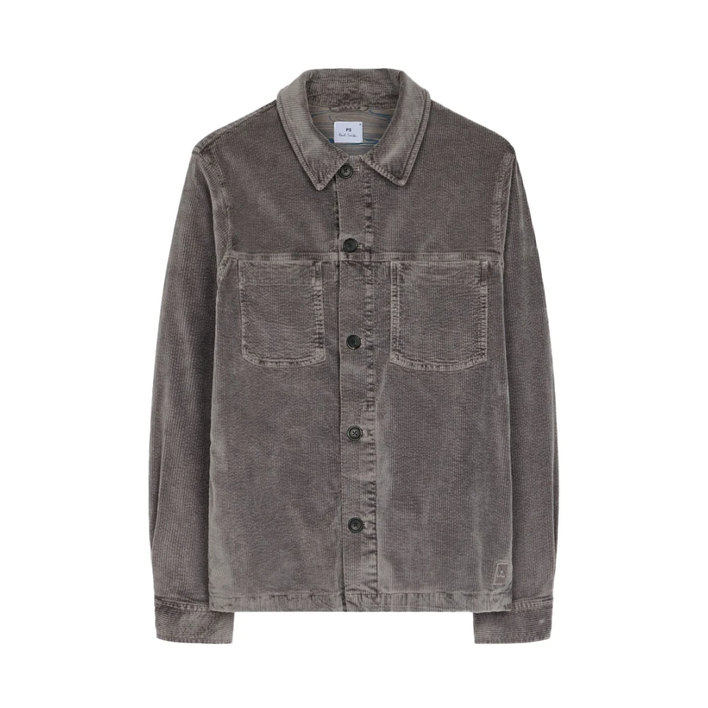 PS By Paul Smith Ribfluwelen overshirt met borstzakken Gray Heren