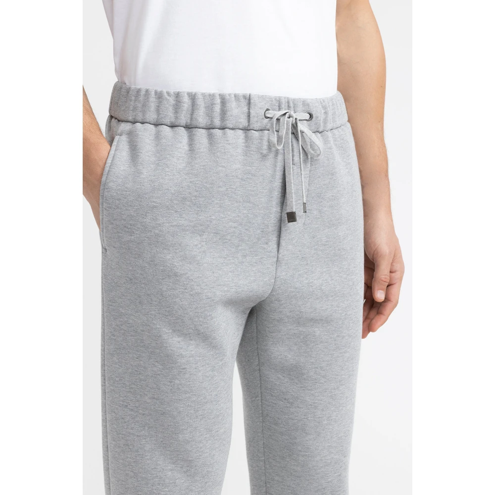 PESERICO Geborstelde melange katoenen fleece joggers Gray Heren