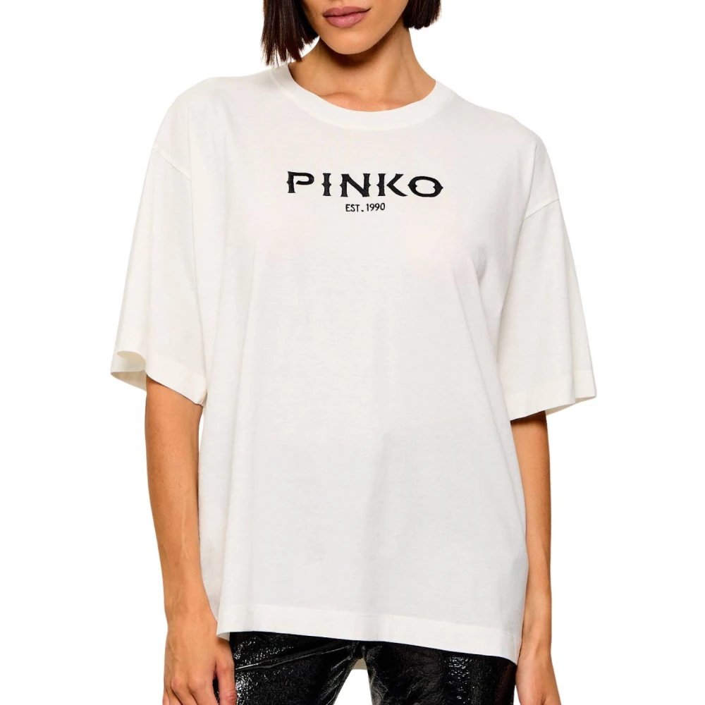 Pinko Women's White Carmagnola Jersey T-Shirt - T-Shirts - Xs - Tops