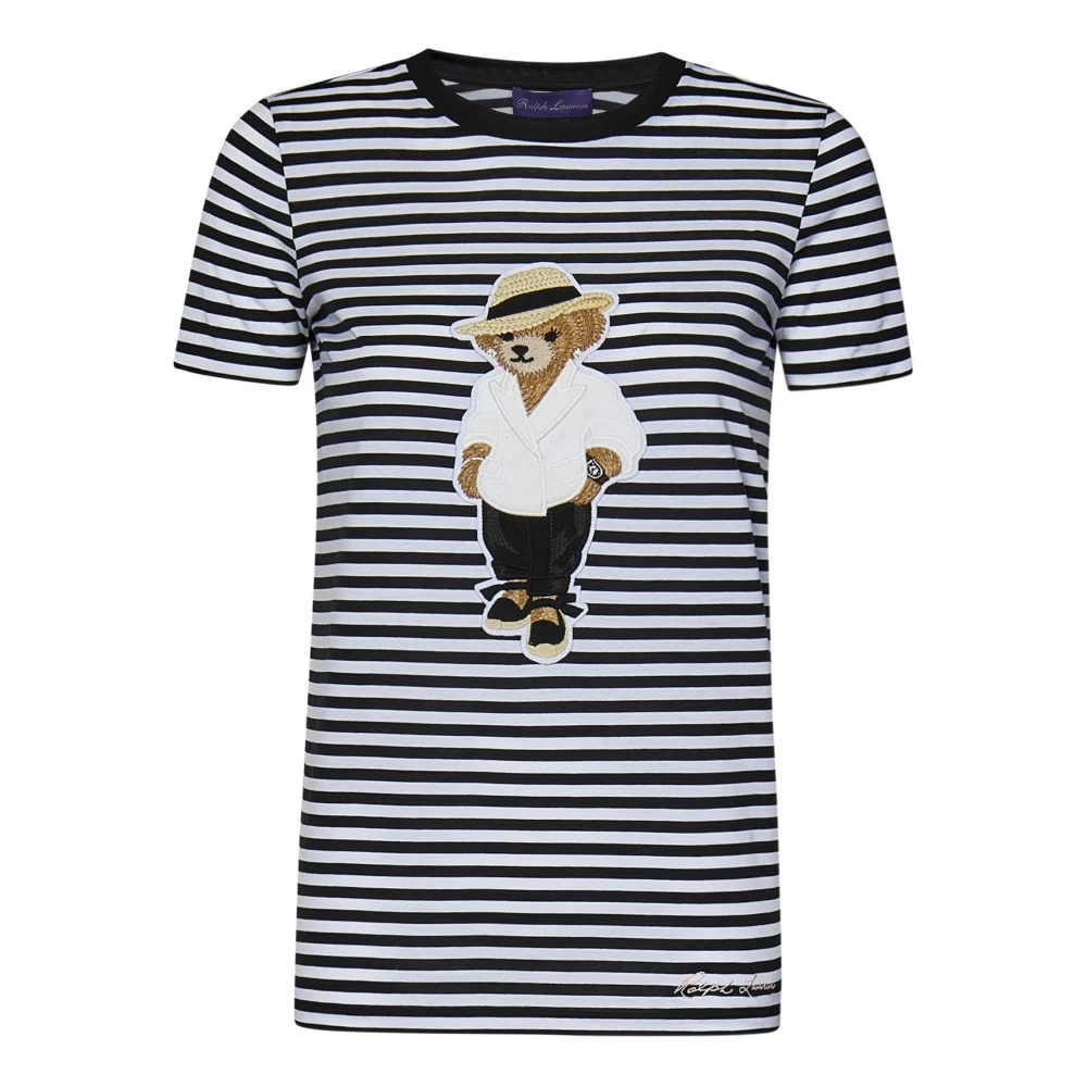 Ralph Lauren Gestreept katoenen T-shirt met berenlogo Multicolor Dames