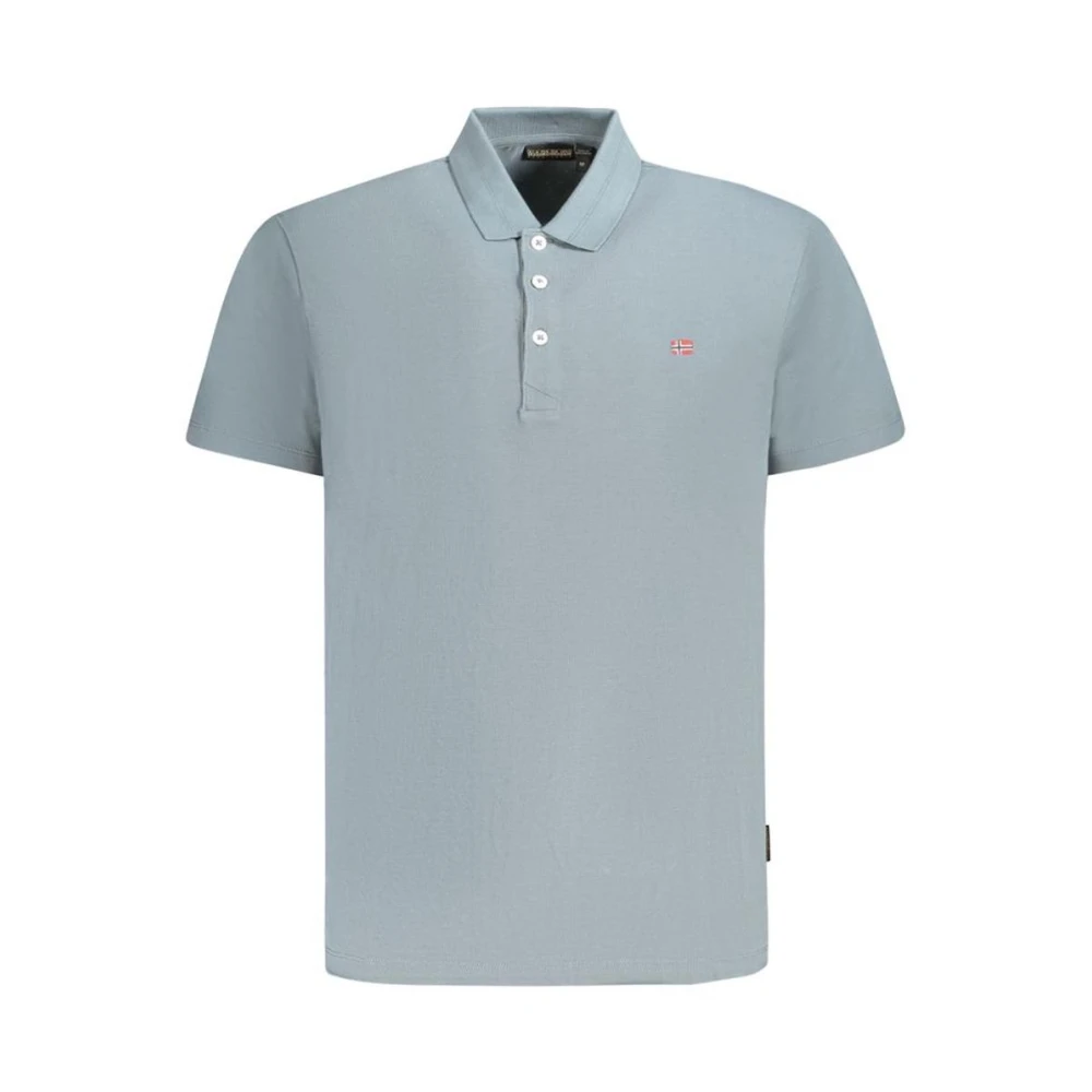 Napapijri Herr Grå Toppar L, Bomull, Casual Polo Shirt Med Broderidetalj