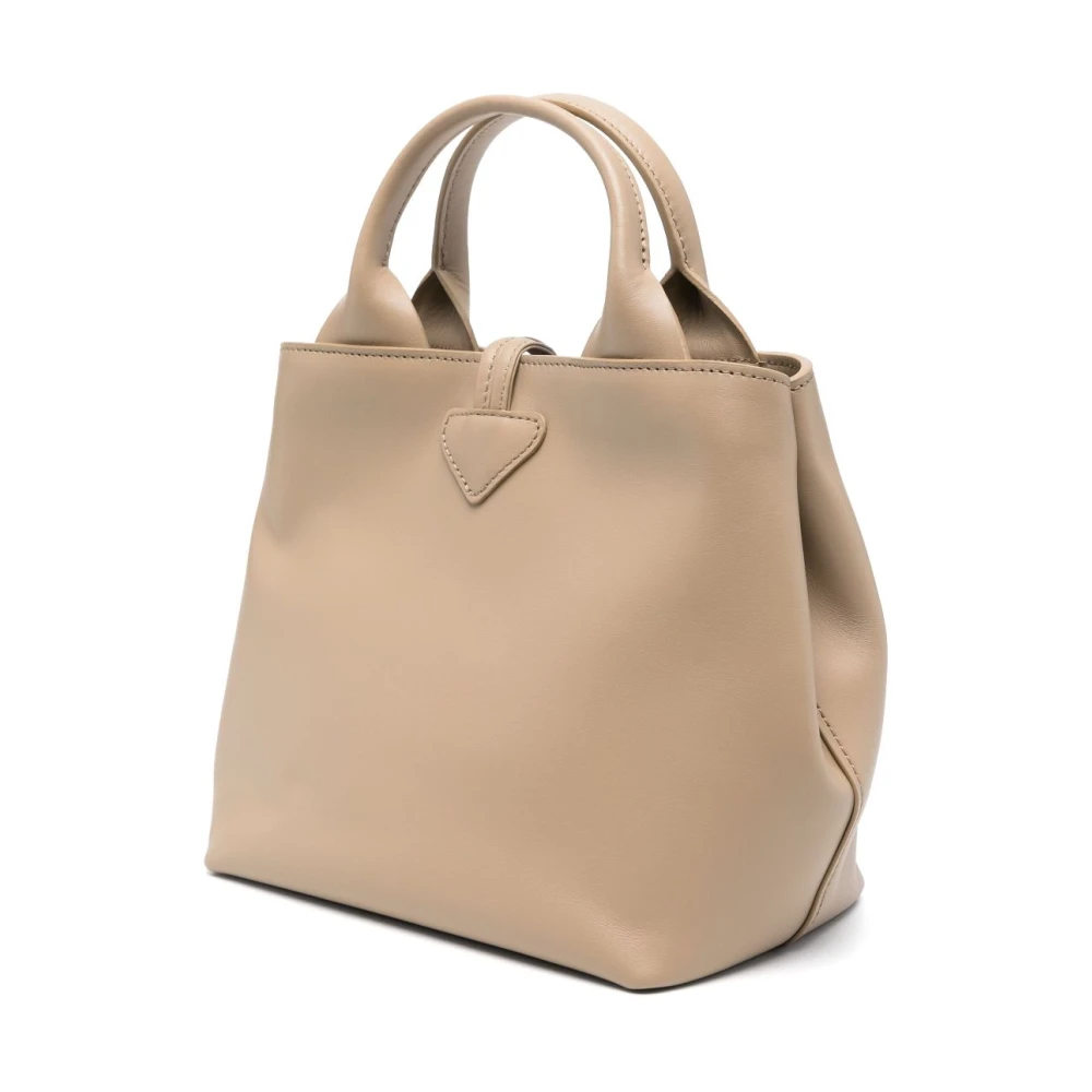 Longchamp Root Gold-Tone Calfskin Tassen Beige Dames