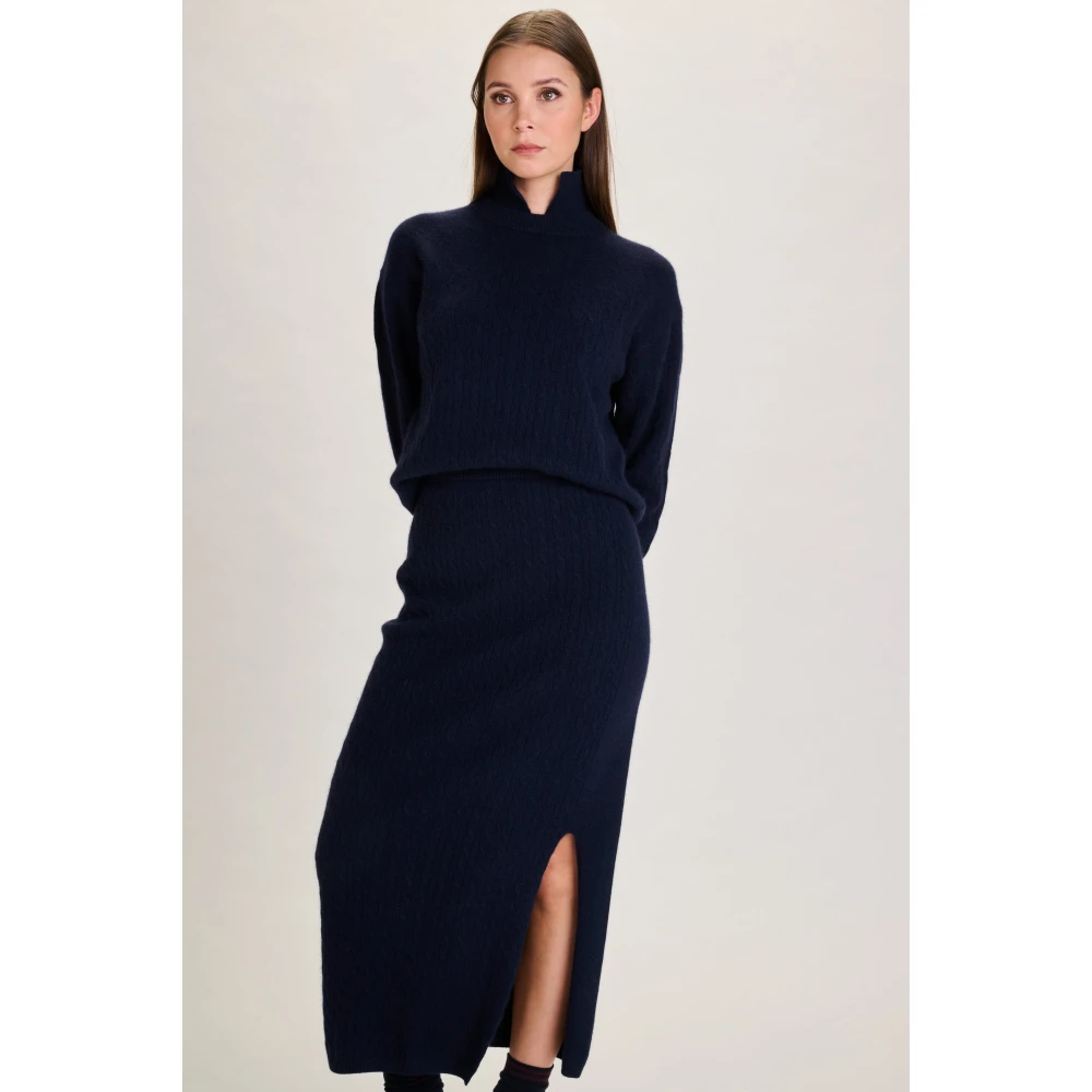 March23 Rok midi met bloemenprint Blue Dames