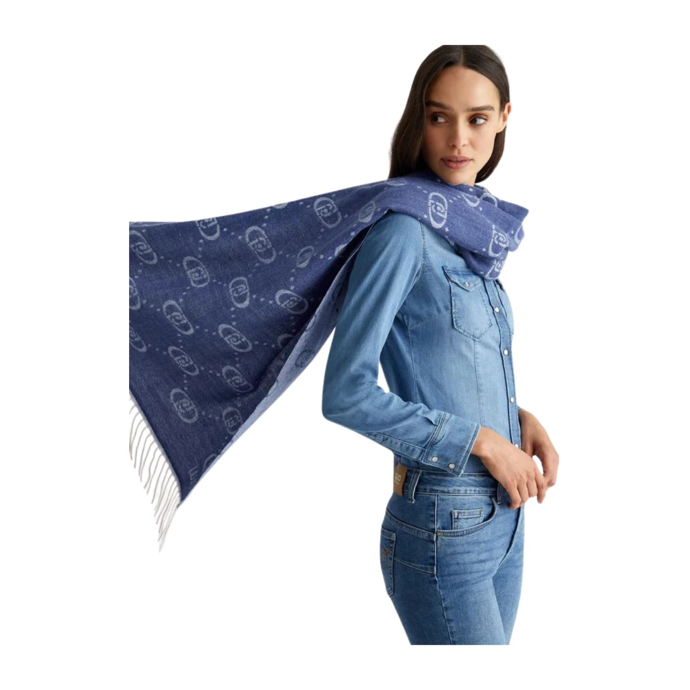 Liu Jo Monogram Jacquard Sjaal Blue Dames