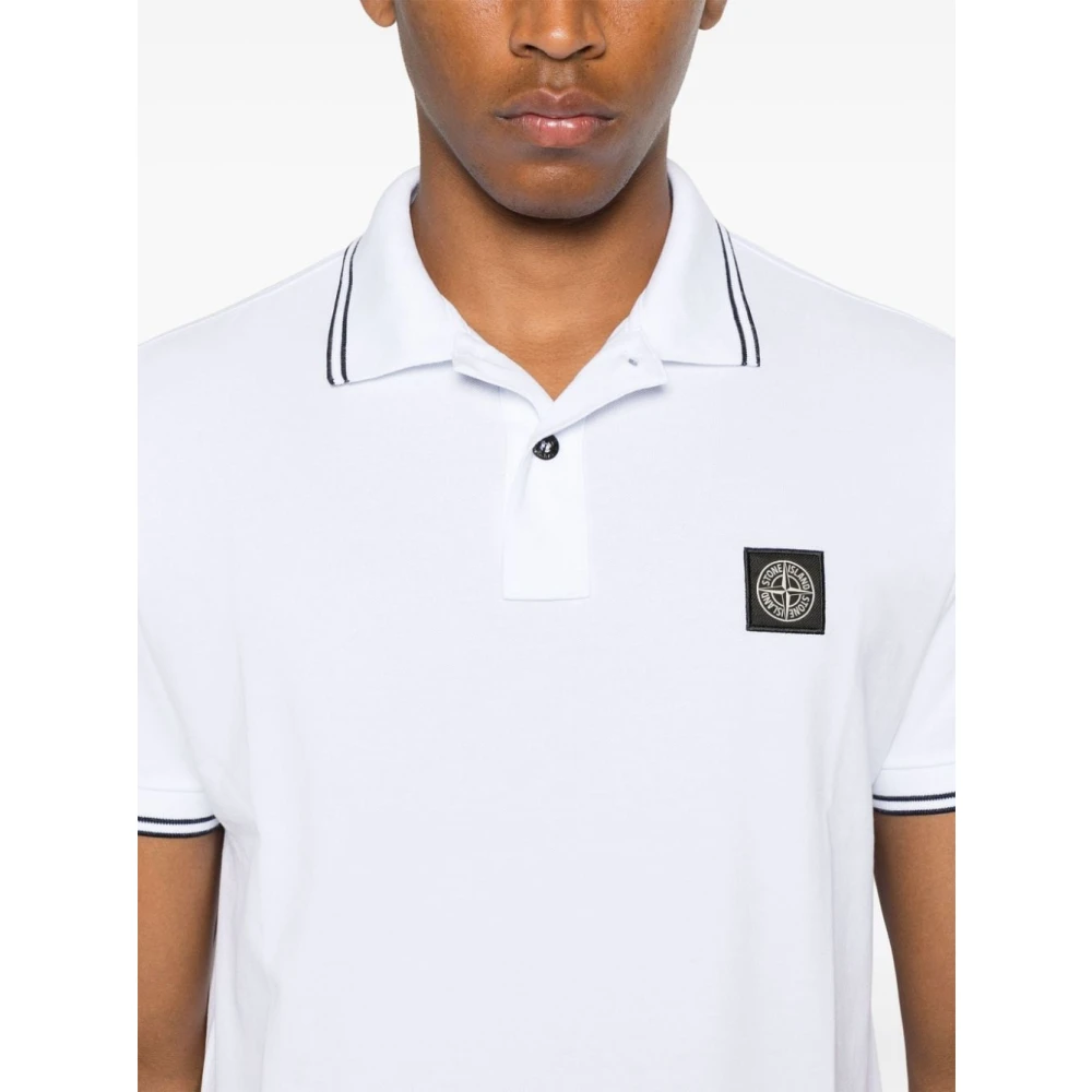 Stone Island Wit Organisch Katoenen Poloshirt White Heren