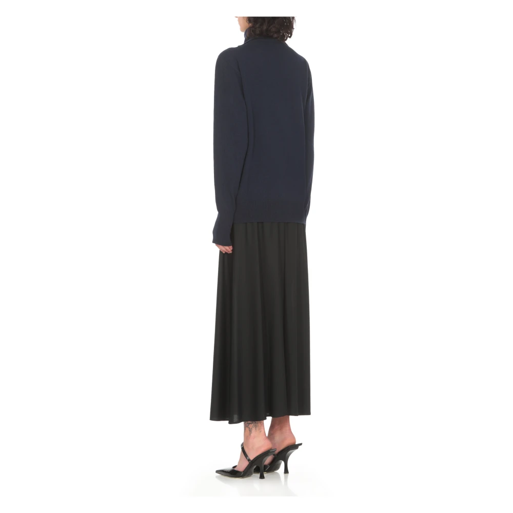 Jil Sander Blauwe Kasjmier Dames Trui Hoge Hals Blue Dames
