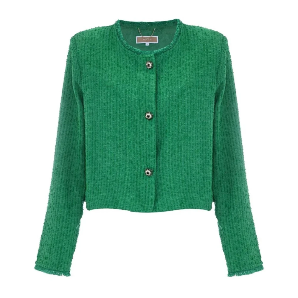 Kocca Korte jas met juwelen knopen Green Dames