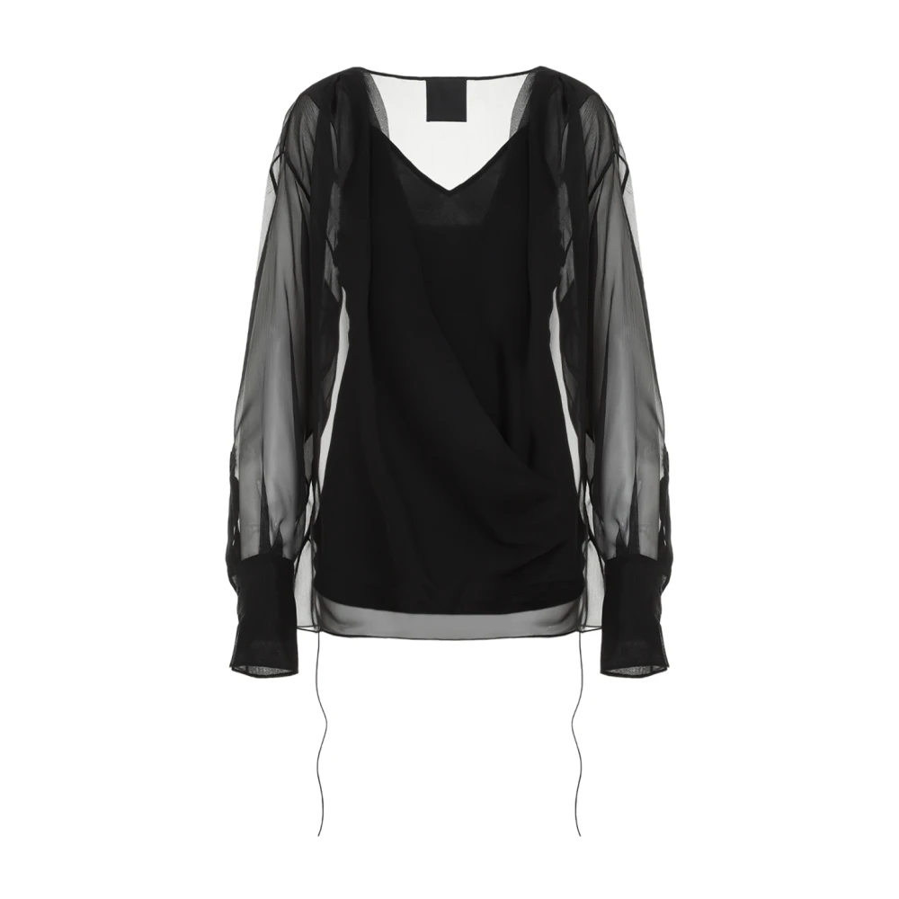 Givenchy Zwarte Zijden Gedrapeerde Shirt Black Dames