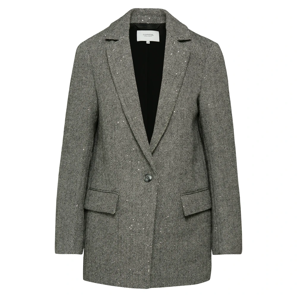 comma Pailletten Wolmix Blazer Gray Dames
