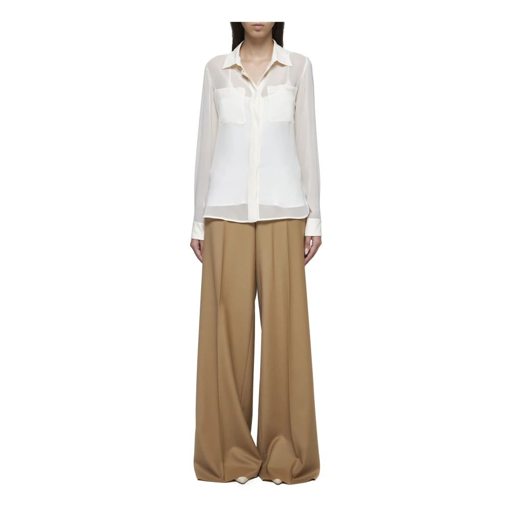 Max Mara Ercole Sheer Zijden Shirt Beige Dames