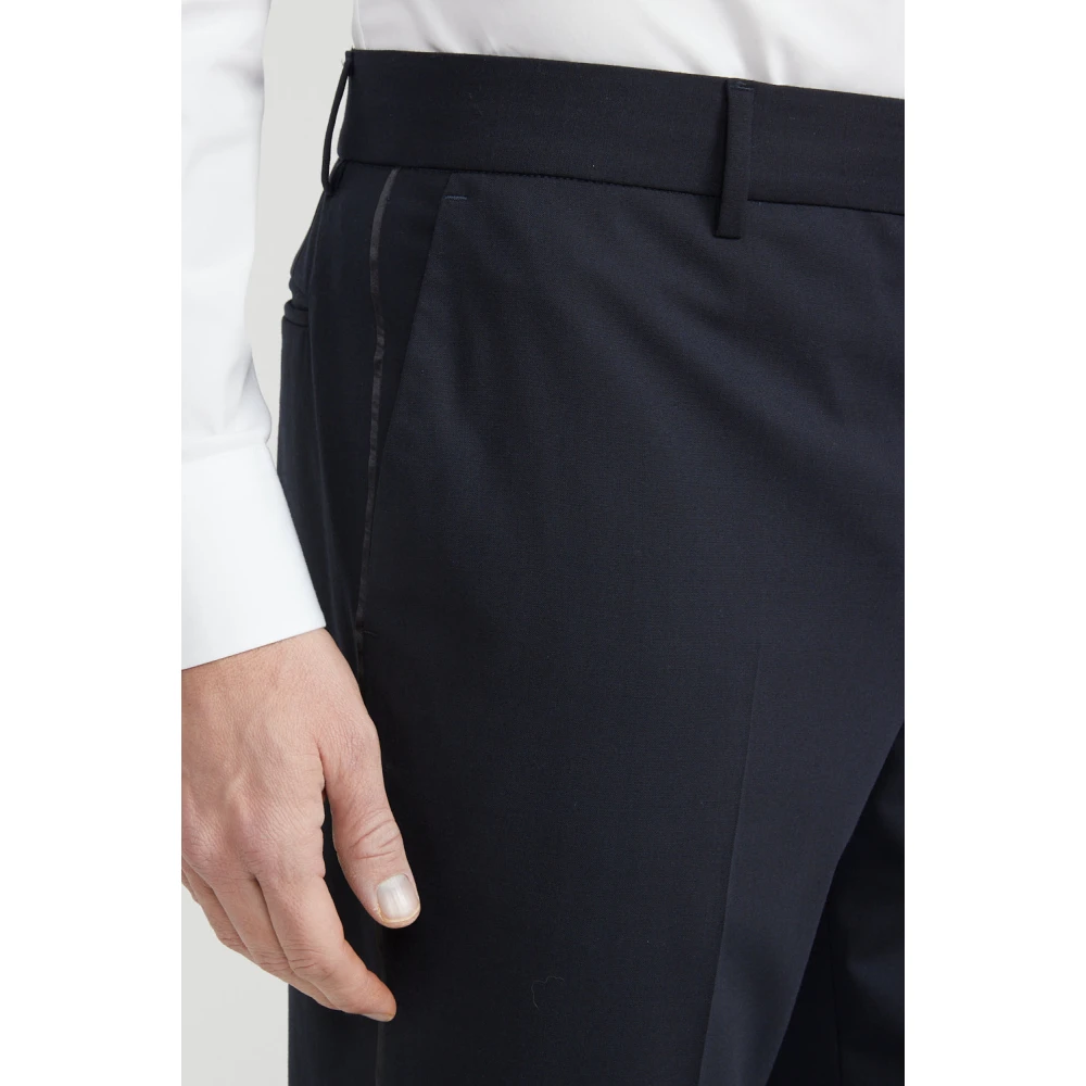 PESERICO Wol en zijde satijnen klassieke broek Blue Heren