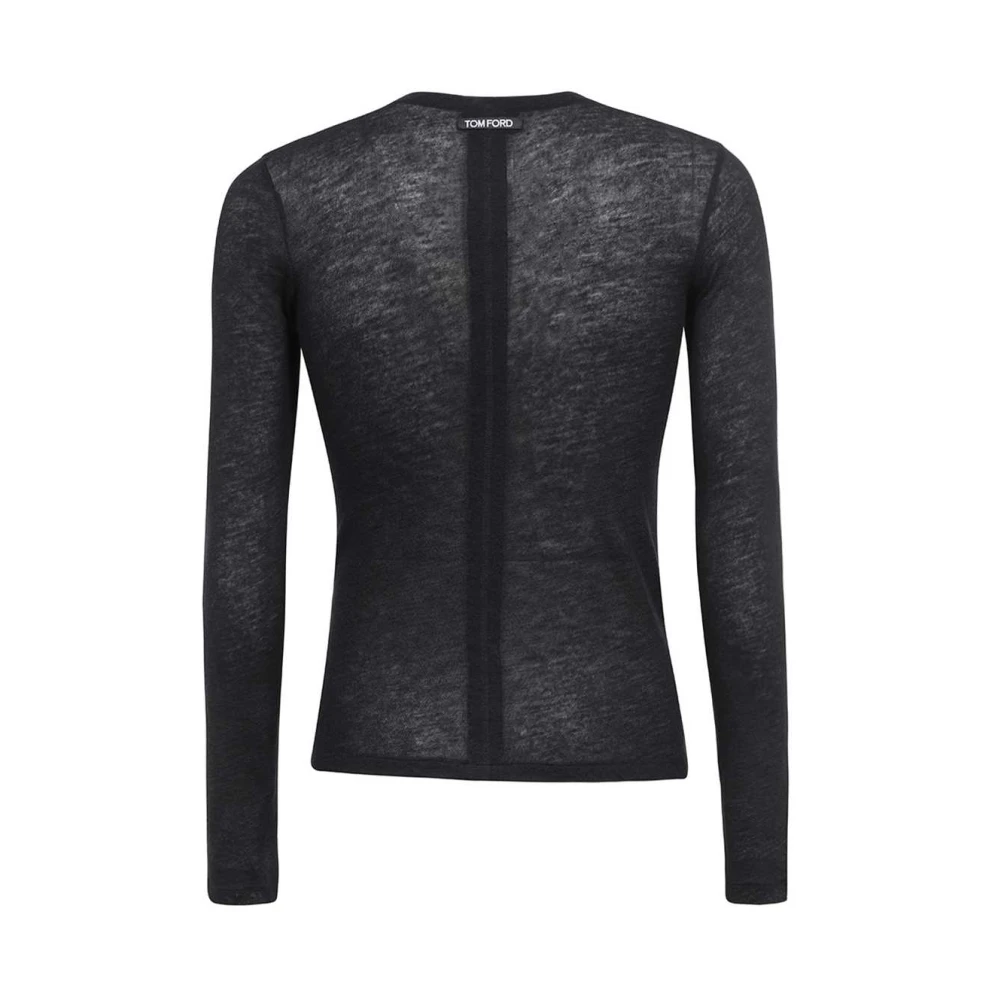 Tom Ford Kasjmier Geribbelde Crew-Neck Sweater Black Dames