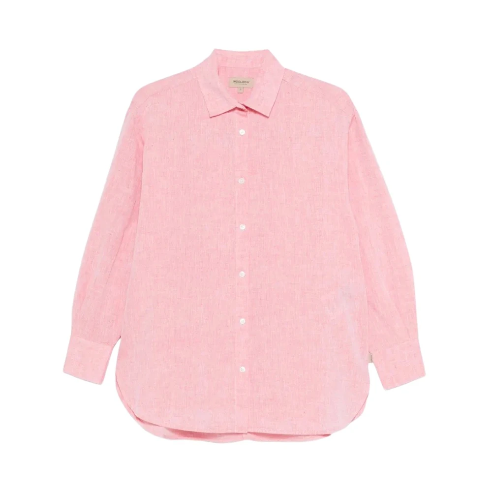 Woolrich Women's Pink Linen And Cotton Blend Shirt - Shirts - S - Blouses & Shirts